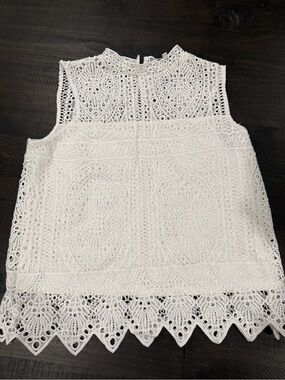 White Crochet Lace Sleeveless Blouse